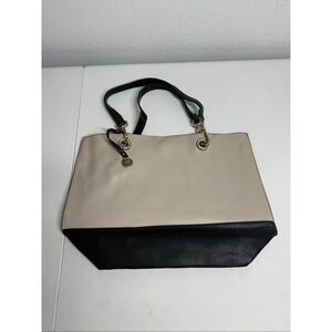 L. Credi Munich Women’s Faux Leather Shopper Tote Bag Cream Black